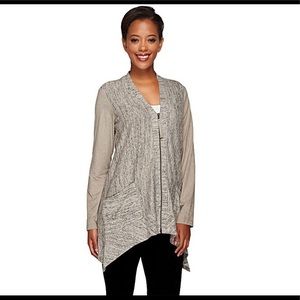 LOGO by Lori Goldstein | Gray Zip Cardigan Sz: Lg